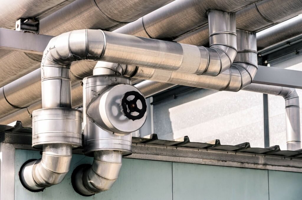 Industrial pipes at an oil field supply store