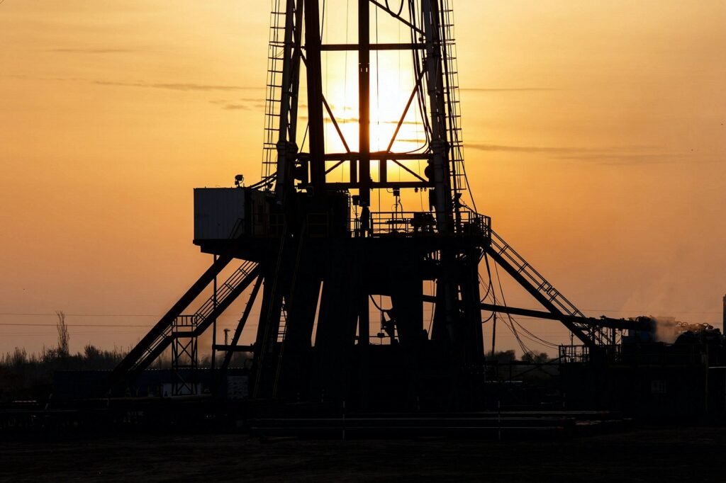 Oil rig at sunset - oil and gas equipment