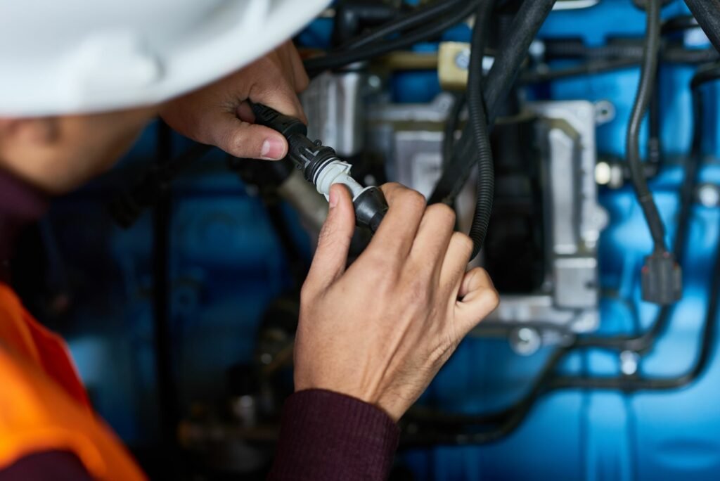 Person working with hose assemblies